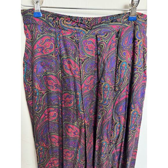 Vintage Talbots Petite Size 6 Purple Paisley Skirt Pink Teal Made in USA Rayon - Picture 3 of 7